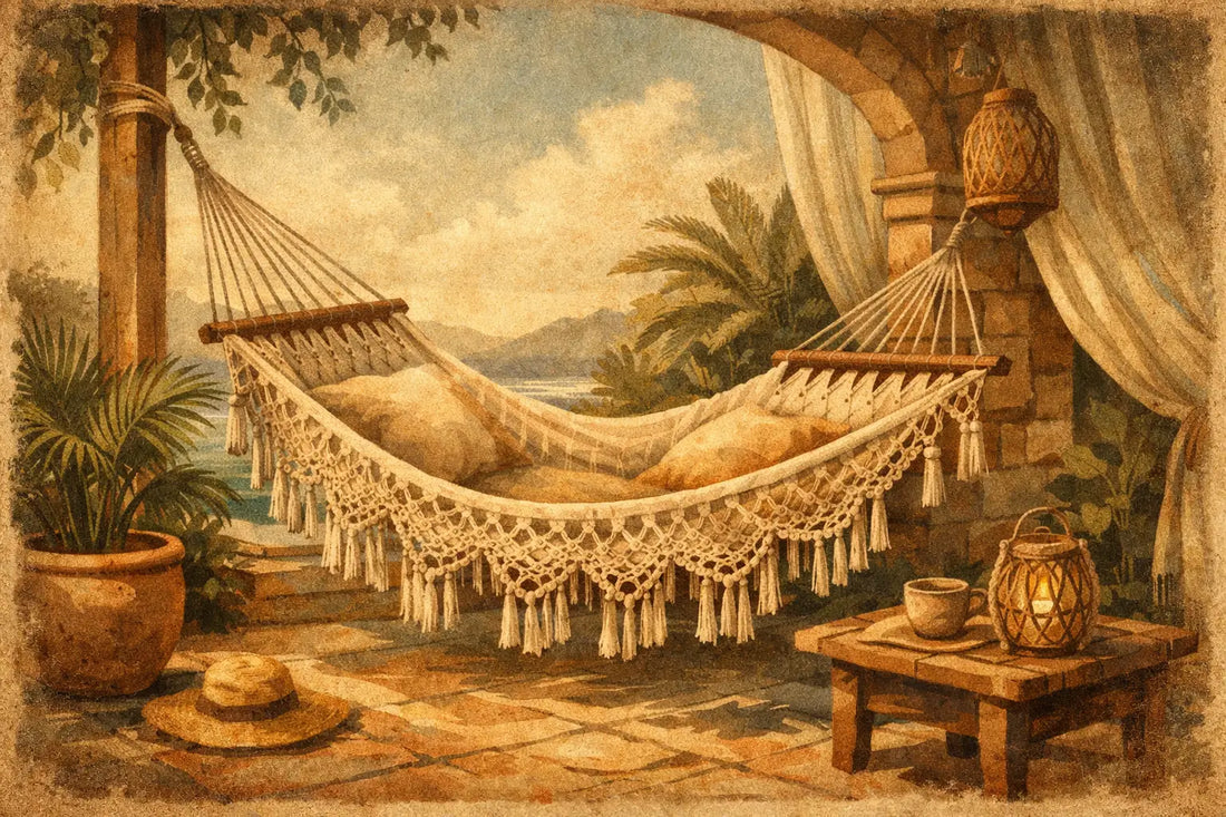Hamaca con macramé elegante para tu espacio