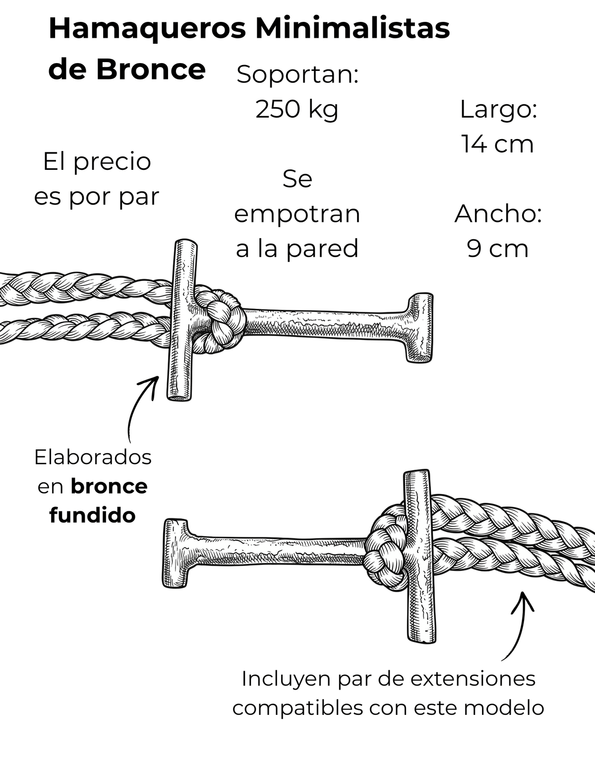 Hamaqueros Minimalistas de Bronce Ficha