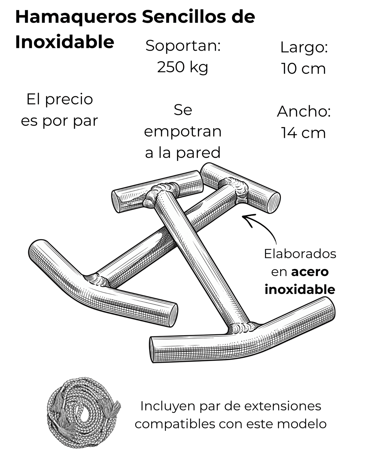 Hamaqueros Minimalistas de Inoxidable Ficha