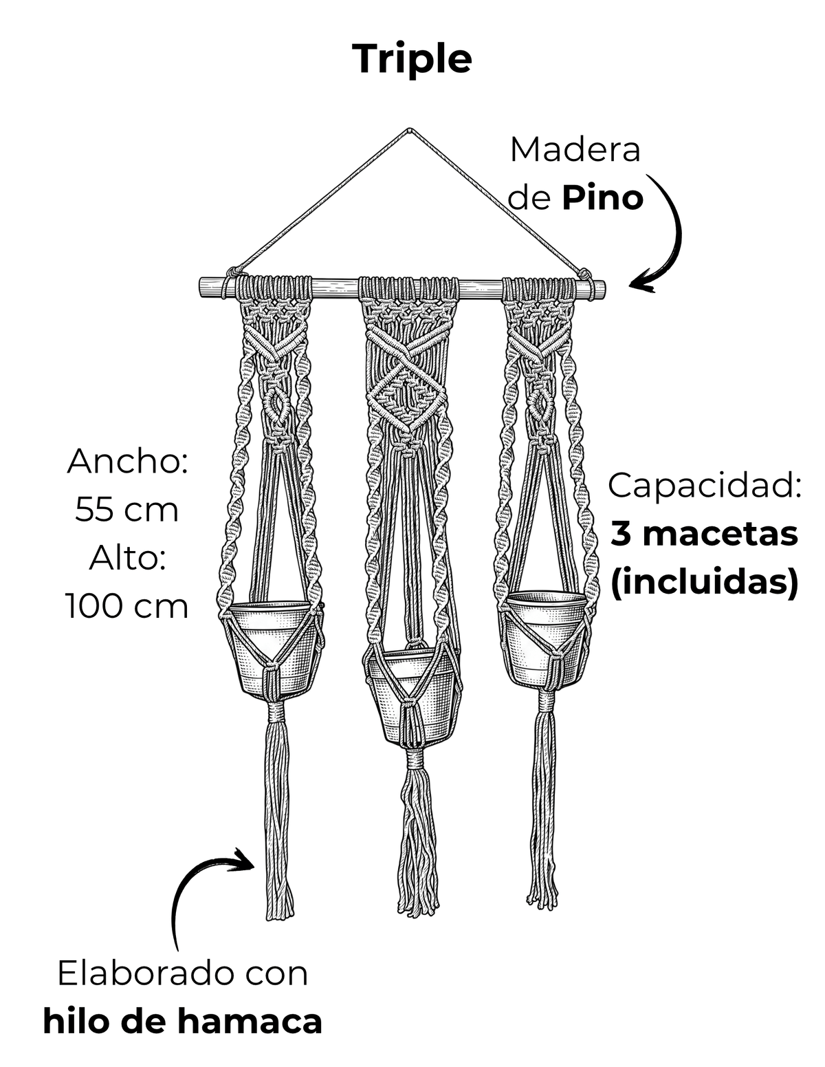 Tapiz Macetero Triple FIcha