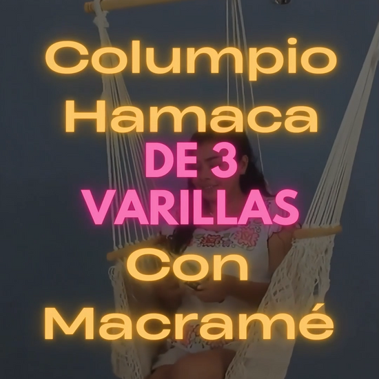 Video columpio hamaca de 3 varillas con macramé