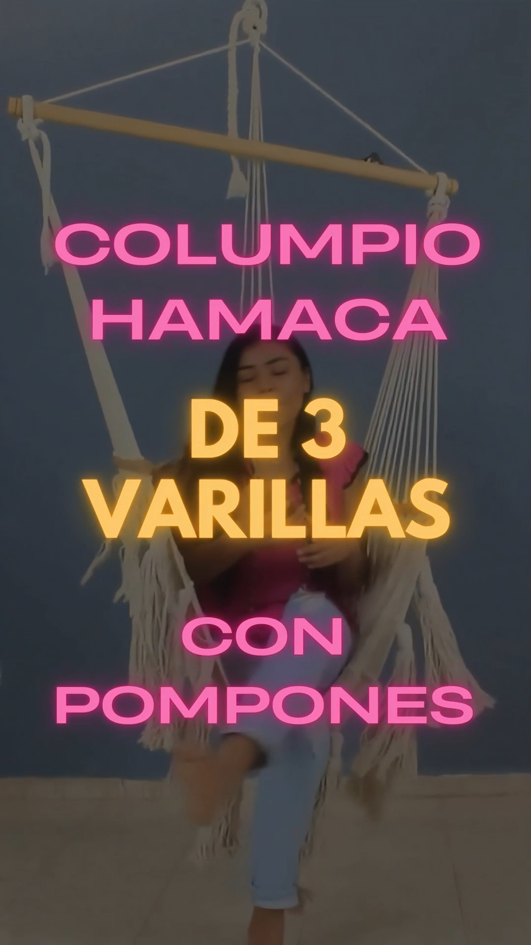 Columpio Hamaca de 3 Varillas con pompones