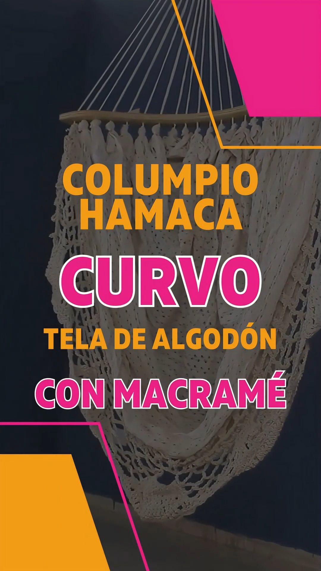 Video columpio curvo de tela de algodon con macramé